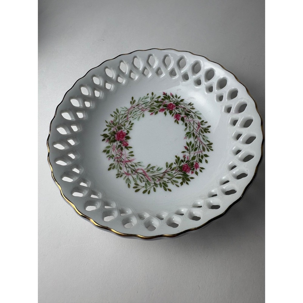 Vintage‎ 1988 Avon Happy Birthday Reticulated Porcelain Floral Rose Bowl 6"